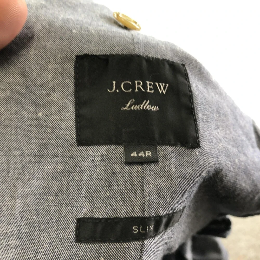 J.Crew Ludlow Blazer Mens 44R Blue Cotton Linen Baird McNutt Slim Sport Coat